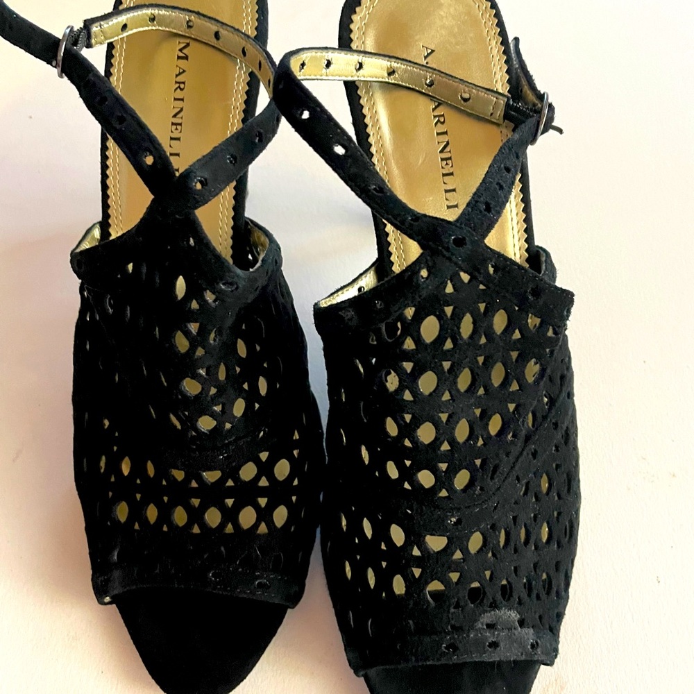 A. Marinelli  Black Suede Slingback